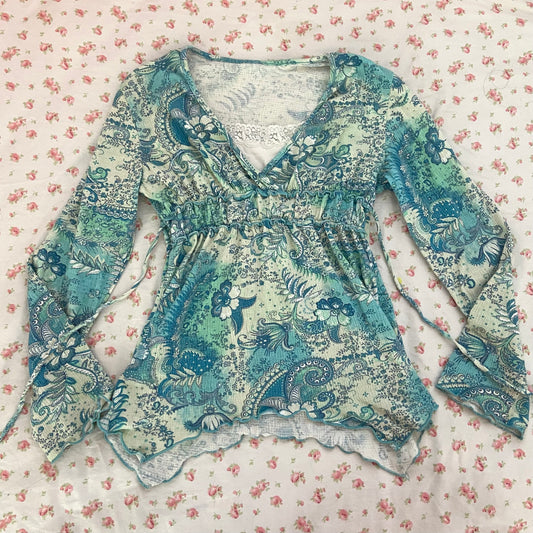 2000s paisley babydoll top